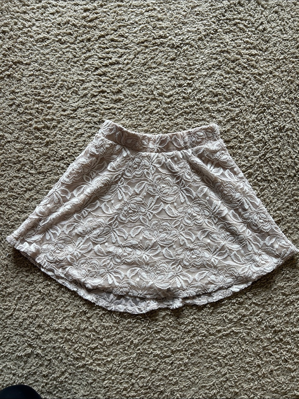 Charlotte Russe Blush Floral Lace Skater Skirt